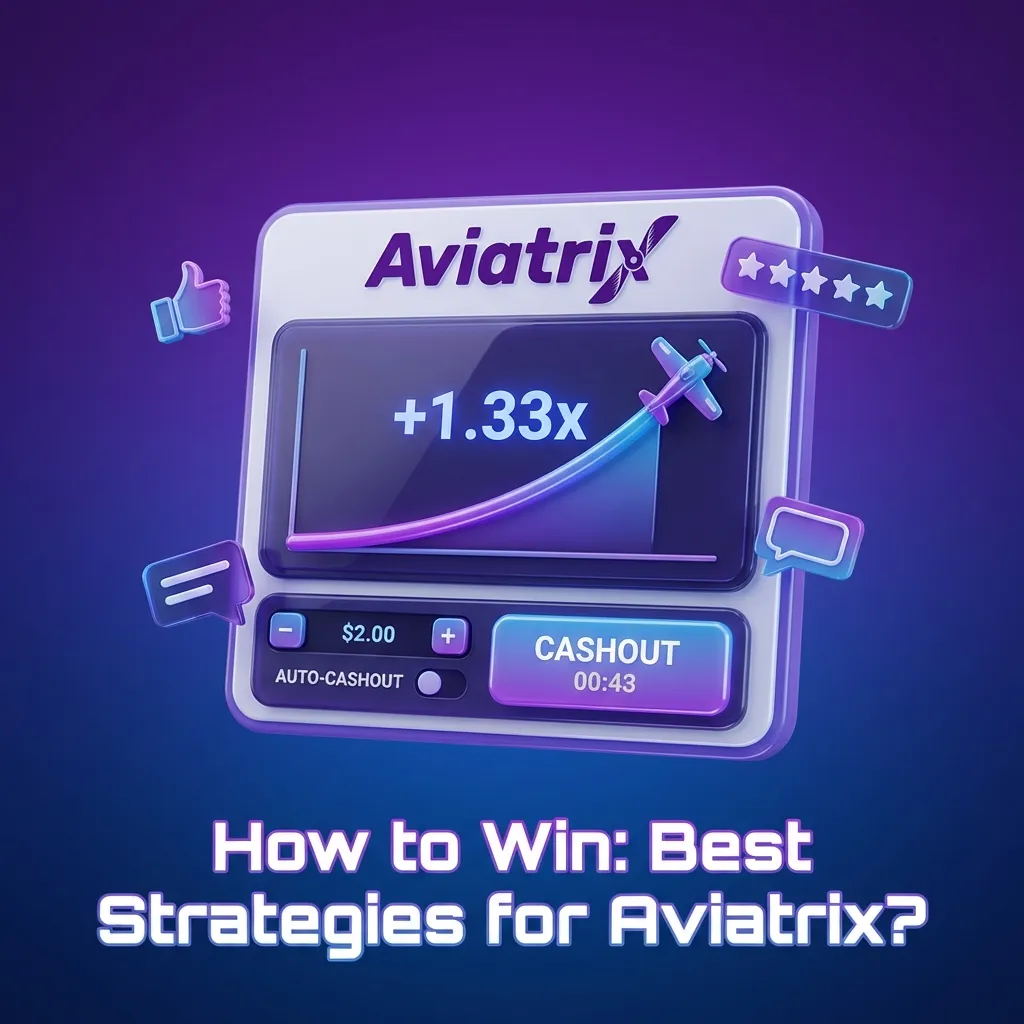 Illustrated Aviatrix game screen with bet sliders, auto-cashout settings, and tips for safer, consistent betting strategies