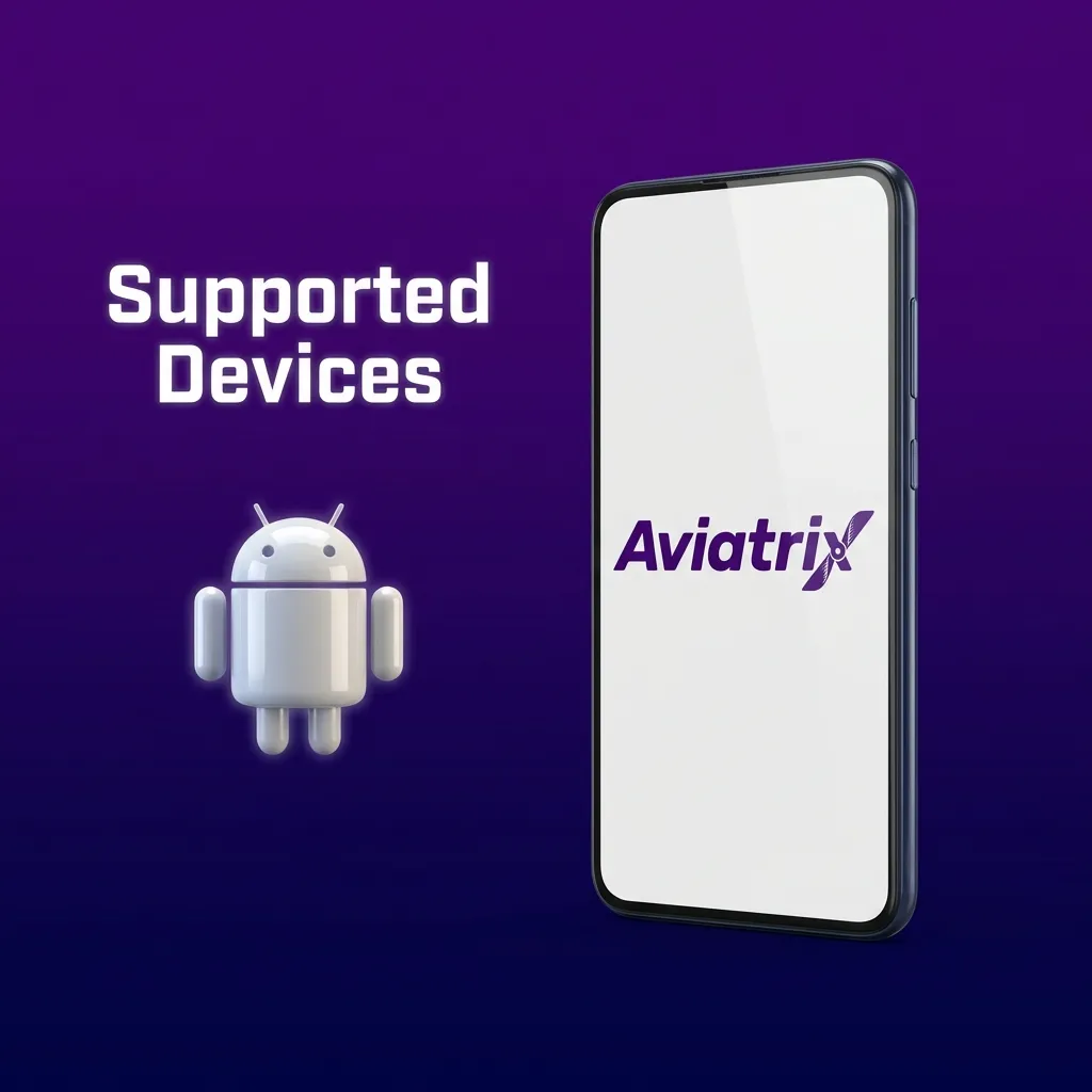 Graphic listing supported Apple devices for 1xcasino Aviatrix on iOS, including recent iPhones and iPads