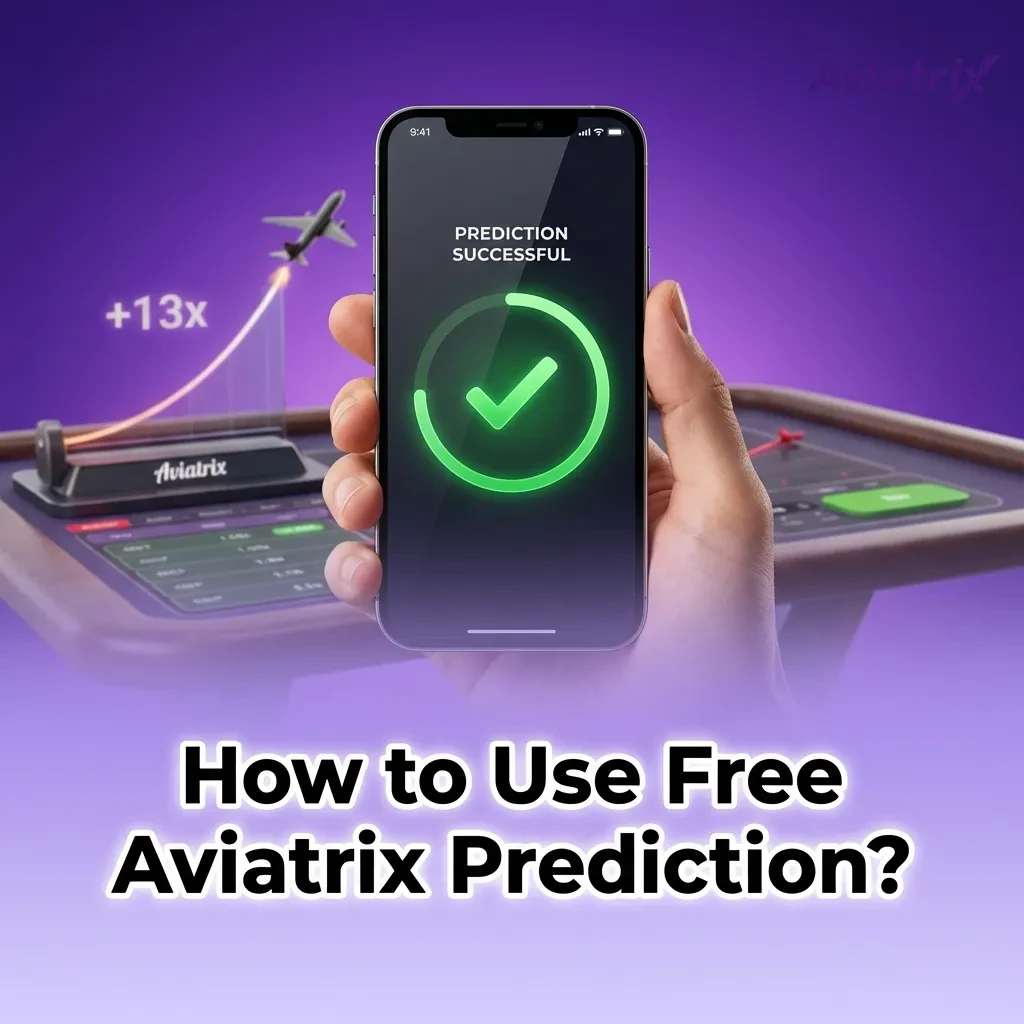 Laptop screen showing Aviatrix Predictor interface beside an online Aviatrix crash game in demo mode.