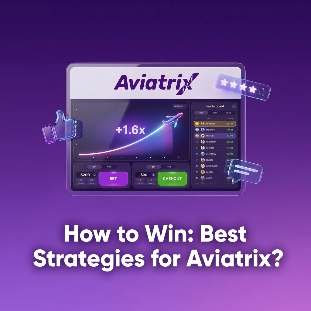 Illustrated Aviatrix game screen with tips on small bets, auto cashout, and managing risk to avoid big losses