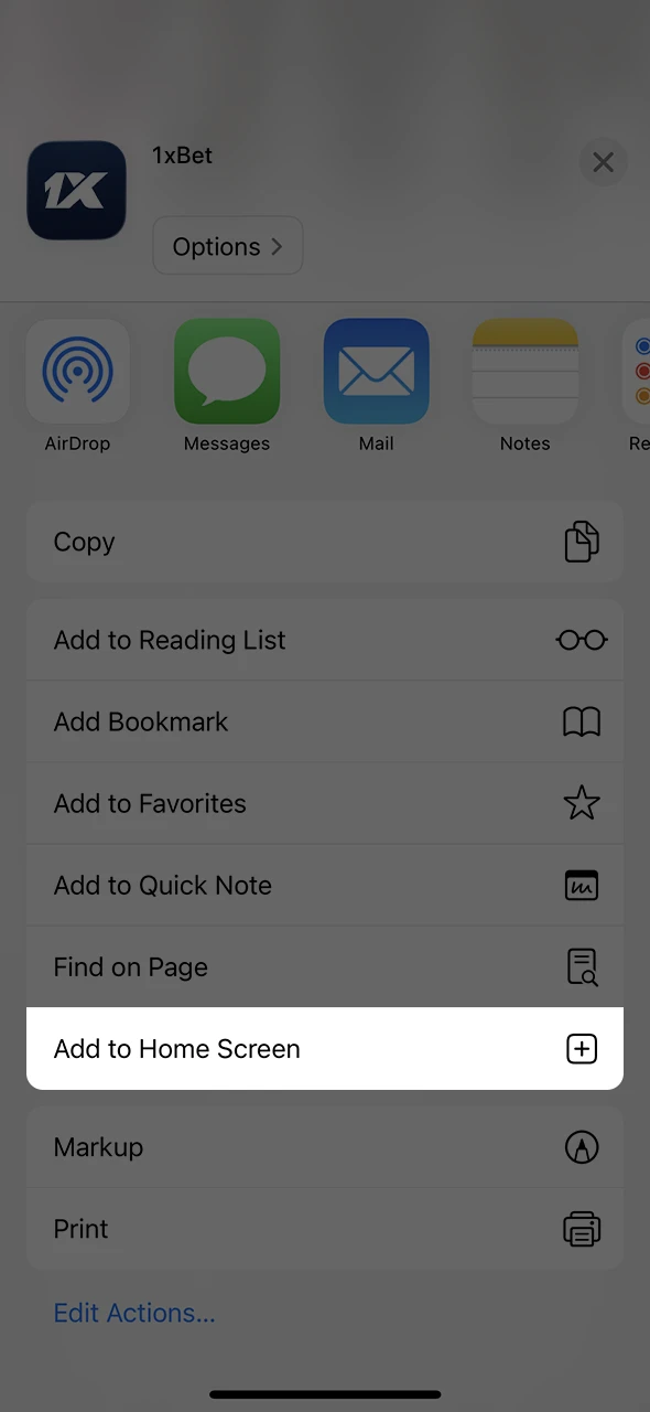 Use the add to home screen option to get 1xBet Aviatrix for iOS.